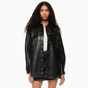 ARITZIA Wilfred Vegan Black Leather Ganna Shirt Jacket Chic Edgy
